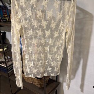 Free People Sheer Cream Lace Blouse